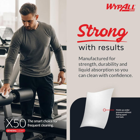 X50 9 4/5 13 2/5, 1100/Roll Cloths, Jumbo Roll, x White