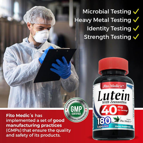 FITO MEDIC'S Lab Lutein 180 Capsules, 40 mg Lutein and Zeaxanthin Supplements for Ultra High Absorption