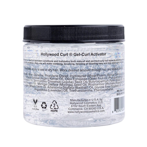 Hollywood Curl Activator Hair Gel For Women & Men - Frizzy, Wavy Hair Styling Control & Curl Enhancer - Natural Hair Products w/Essential Oils, Vitamins, & Protein - Curl Gel For Curly Hair, 16 fl oz