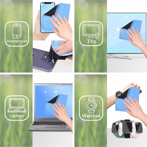 Microfiber Cleaning Cloths: 10 Pack, 6.6 x 6.2", Double-sided Cloths for Smartphones, LCD TV, Tablets, and Camera Lenses