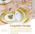 SILVER SPOONS Elegant Disposable Salad Plates - (10 pc) Heavy Duty 9” Fine Plastic Dishes for Parties - Ritz (Gold)
