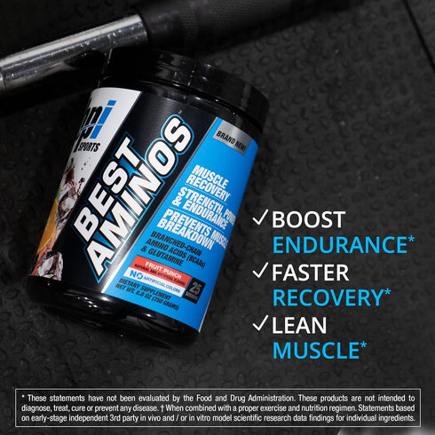BPI Sports Best Aminos - BCAA Powder Post Workout & Glutamine Recovery Drink, Fruit Punch - 25 Servings
