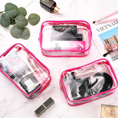 Weewooday 12 Pieces Clear Cosmetics Bag, Waterproof PVC Zippered Toiletry Carry Pouch for Vacation Bathroom