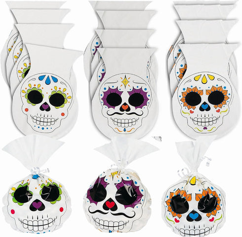 Fun Express Day of The Dead Cello Treat Bags for Halloween -