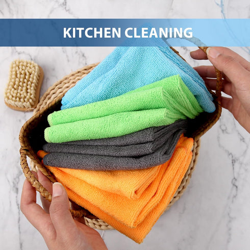 QUOPID 12 Pack 11.8x11.8inch 04, 11.8 11.8 inch) Microfiber Cleaning Cloth - Streak-Free, Reusable Wipes for Glass