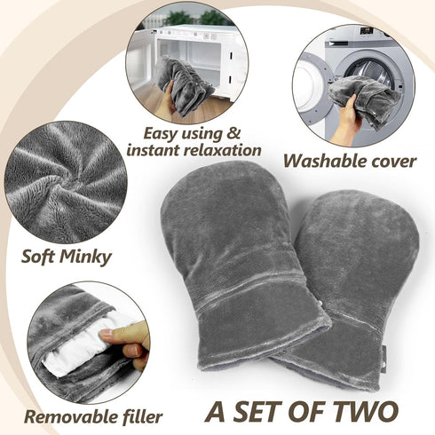Heated Mitts for Arthritis, Microwavable Hand Warmer for Stiff Joints, Unscented Therapy Mittens, Grey