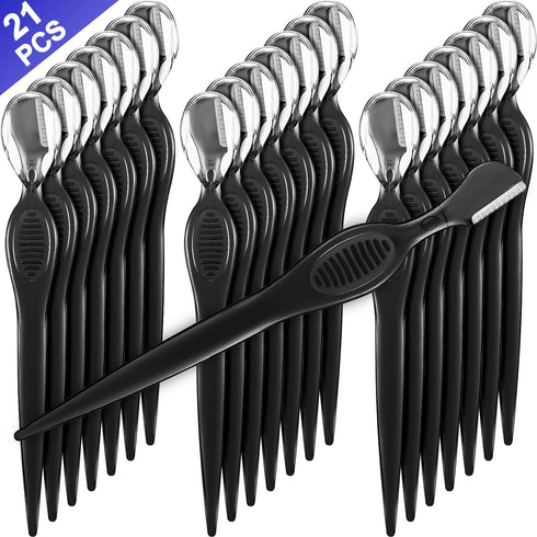 Mudder 21 Pcs Eyebrow Razor Shaver Facial Trimmers with Precision Cover for Women Makeup Care Tools (Black)