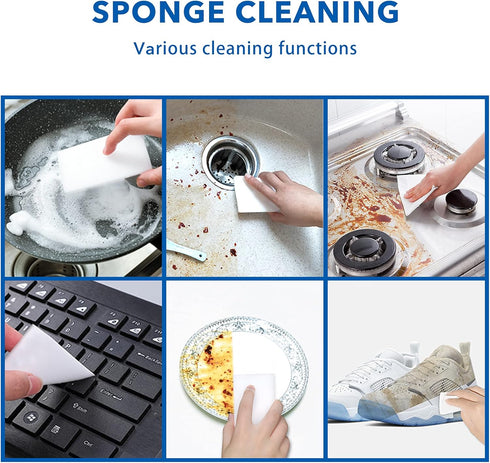 100PCS Magic Cleaning Sponge Eraser Sheets - Disposable Nano Dish Sponge Cleaner Pads for Hard-to-Reach Places
