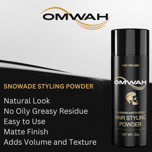 OMWAH SNOWADE Hair Styling Powder (25g) - All Natural Look Mens Hair Powder - Adds Volume & Texture