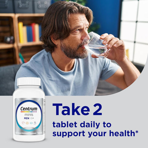 Centrum Minis Silver Multivitamin for Men 50 Plus, Non-GMO Supplement with Vitamin D3, B-Vitamins, Zinc, 280 Ct