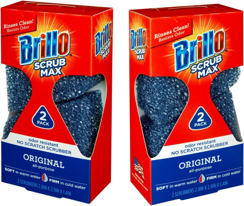 Brillo Scrub Max Heat Activated Sponges, Strong & Long Lasting, Innovative Technology, 2 Count (2 Count (Pack of 3), All Purpose) by Brillo