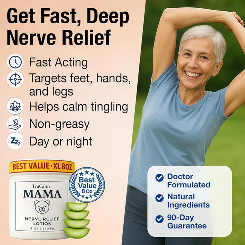 TruCalm Mama 8 Oz Mama Lotion Neuropathy Nerve Relief Cream with Magnesium Chloride Maximum Strength Comfort for Feet