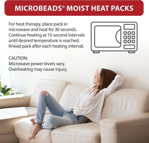 Pack 5" 12" Core Products MicroBeads Moist Heat Therapy Microwave X | Small Reusable Moist Heat Pad with Soft Fabric