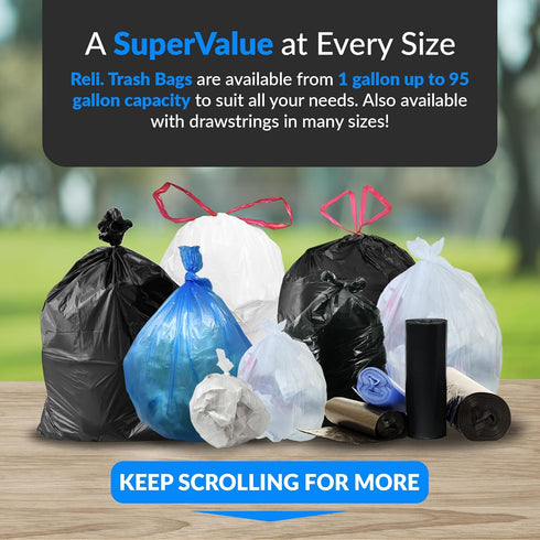 Reli. 95 Trash Bags Heavy Duty - 30 Trash Bags, Super Sizeable Black Garbage Bags for Serious Cleanup