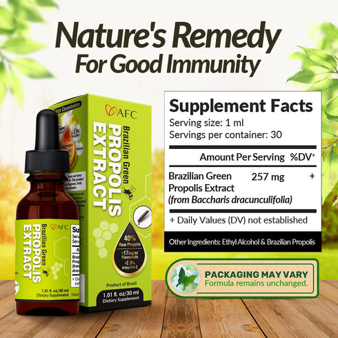 AFC Japan Brazilian Green Propolis Extract, Highest Artepilin C & Flavonoids, Premium Quality Immune Booster