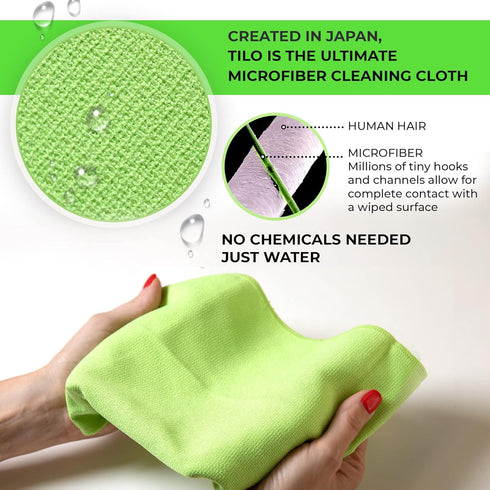 TiLO Microfiber Cleaning Cloth – 19 x 13-inch Ultra-Absorbent Reusable Polishing Cloth for Dust and Dirt (Green)