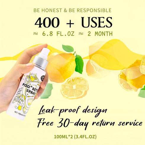 Clean-n-Fresh Toilet Spray, 6.8 Fl.oz Poo Spray, 100% Natural Plant Essential Oil Citrus Scent Bathroom Deodorizer