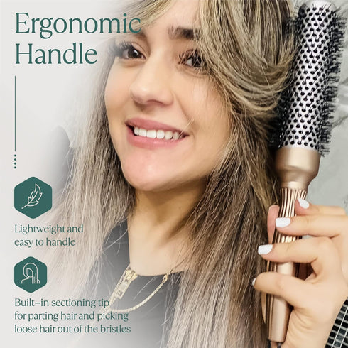 Professional Round Brush for Blow Drying 1.7 Inch – Ceramic Ionic Brush for Precise Styling & Volume