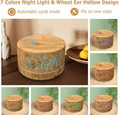Essential Oil Diffusers for Large Room - 600ml with R/C, 7 Colors Lights & 3 Mist Modes, Auto Off