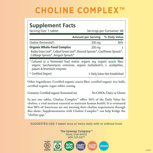 PURE SYNERGY Choline Complex - Vegan Supplement Made with Organic Whole Foods for Pregnancy, Brain, and Liver Health