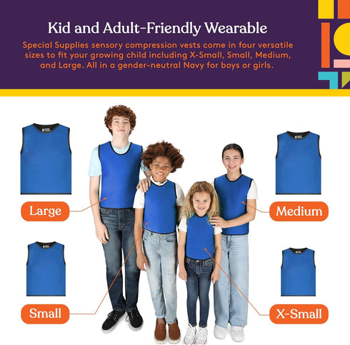 Small Blue Sensory Compression Vest for Deep Pressure