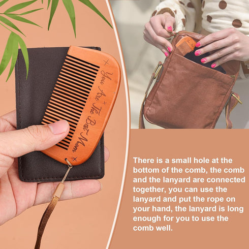 Labor Comb Set, Wooden Engraved Birthing Comb with Storage Bag & Lanyard for Childbirth