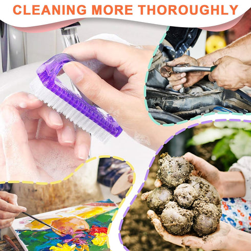 Nail Brush for Cleaning Fingernails, Handle Grip Scrubber Kit for Manicure and Pedicure (6 Pack)
