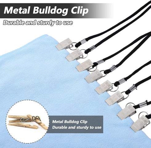 Xelsluthe 3PCS Adjustable Bib Clips Dental with Neck Chains, Black Napkin Clips for Seniors, Dental Bib Clip for Clinic