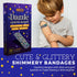 Glitter Bandages for Kids - 100 Count Box of Adhesive Strips with Colorful Glitter Design for First Aid