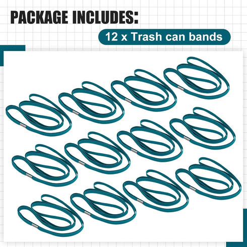 12 Pieces 78.7 Inches Trash Can Bands, Fits 94-96 Gallon Garbage Can, Green Colors