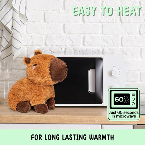 Capybara Microwavable Unscented Heating Pad, 1.5 lbs Plush Heatable Pillow for Women and Kids, Cute Cozy Stuffed Animal