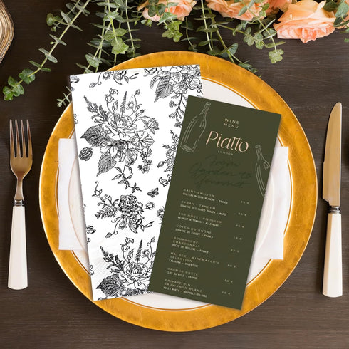 SMUAENSS 100 3-Ply PCS Black Napkins Disposable, Black White Wildflower Paper Napkins Paper Towels Home Party Guest