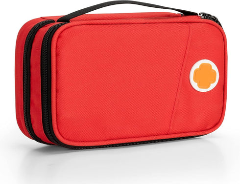 CURMIO Insulated Insulin Cooler Travel Case, Double Layer Storage Bag for Diabetic Supplies, Red, Empty Bag Only