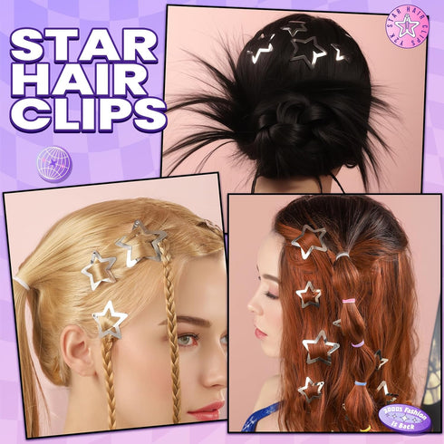 YGDZ 30 PCS Star Hair Clips, 20 PCS 1.22" Star Y2K Hair Accessories, 10 PCS 1.61" Silver Star Clips for Women Girls
