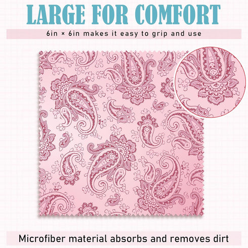 20 Pcs Microfiber Cleaning Cloth, Cute Paisley Waves Design for Eyeglasses, Camera Lens, 6 x 6 Inches