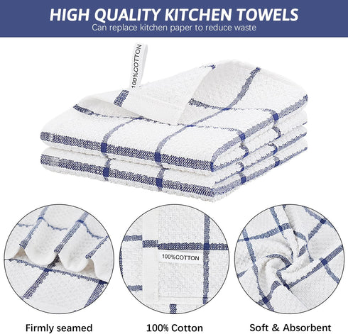 Nialnant Cotton Terry Kitchen Towels, 12 x 12 Inches, Set of 8, Super Soft and Absorbent Dish Cloths