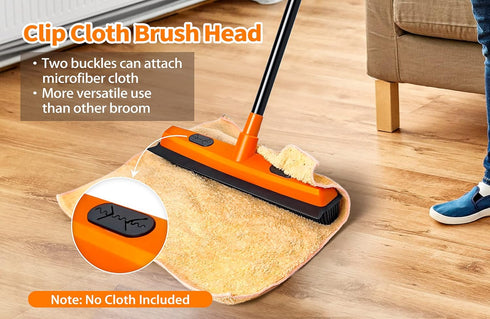 JEHONN Rubber Broom, Carpet Rake for Pet Hair Remover with Squeegee, 52.8 Inches Telescopic Long Handle