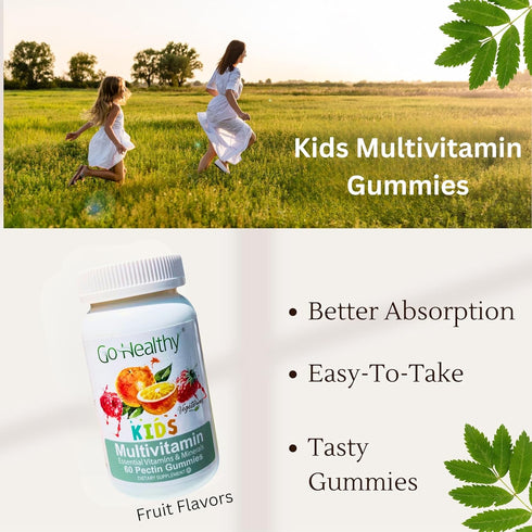 Go Healthy Kids Multivitamin Gummies - Immune Support, Kosher, Halal, Non-GMO, Gluten-Free, 30 Servings
