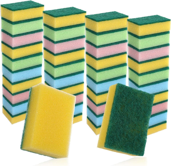 zisiueel 100 Pcs Heavy Duty Cleaning Scrub Sponges for Kitchen Abrasive Scrubber Sponge