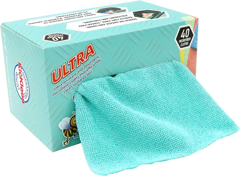Microfiber Cleaning Cloth, Lint-Free Shop Towels, 40 Pack Reusable Rags for Home, Kitchen, and Car