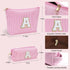 Personalized Makeup Bag for Women - Monogram Travel Toiletry Bag, Birthday Gifts for Her, Pink Initial E