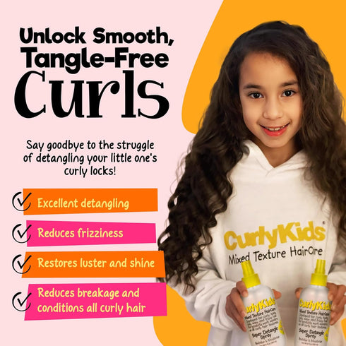 Super Detangling Spray | Frizz Control Hair Detangler Spray for Kids, Hair Care for Kinky, Wavy & Curly Hair, Sulfate & Paraben Free, 3 Pack