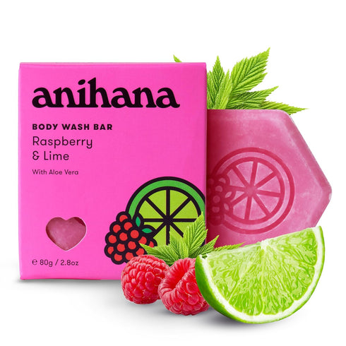 ANIHANA Body Wash Bar with Coconut Oil and Aloe Vera, Moisturizing, Gentle Skin Care, Paraben Free, 2.8 oz Raspberry &