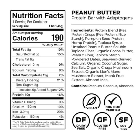 Laird Superfood Protein Bars – 10g Plant-Based Protein, 6g Fiber, Non-GMO, 5 Flavor Variety Pack, 10 Count