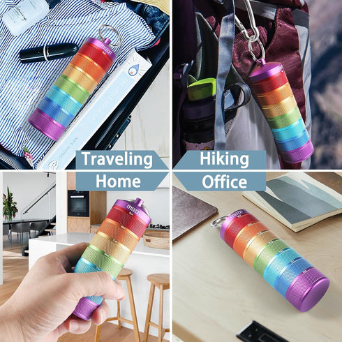 Weekly Metal Pill Organizer, Waterproof 7-Day Container for Outdoor Travel, Shockproof Aluminum Pill Case