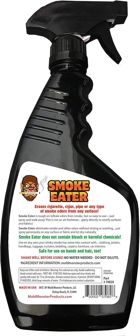 Smoke Eater - Breaks Down Smoke Odor at the Molecular Level - Eliminates Cigarette, Cigar or Pot Smoke On Clothes, in Cars, Boats, Homes, and Office - Spray Bottle (Sea Breeze)