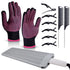 MORGLES Heat Resistant Gloves - 2 Pcs Professional Heat Gloves for Hair Styling with 6 Hair Clips & 2 Styling Combs