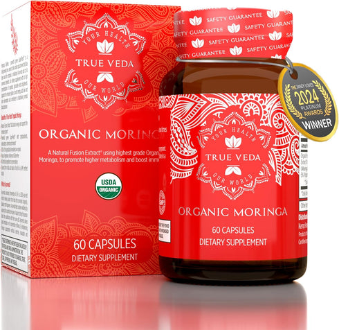 Organic Moringa Capsules - Moringa Oleifera, Natural Herbal Supplement from Moringa Leaves, Certified USDA Organic,
