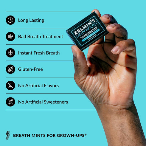 Zelmin's Minty Mouth Breath Freshener - 3 Pack for Long Lasting Bad Breath Treatment
