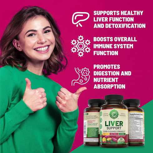Advanced Liver Cleanse Detox & Repair Formula with Milk Thistle, 90 Pills for Men and Women, 512mg (45-Day Supply).